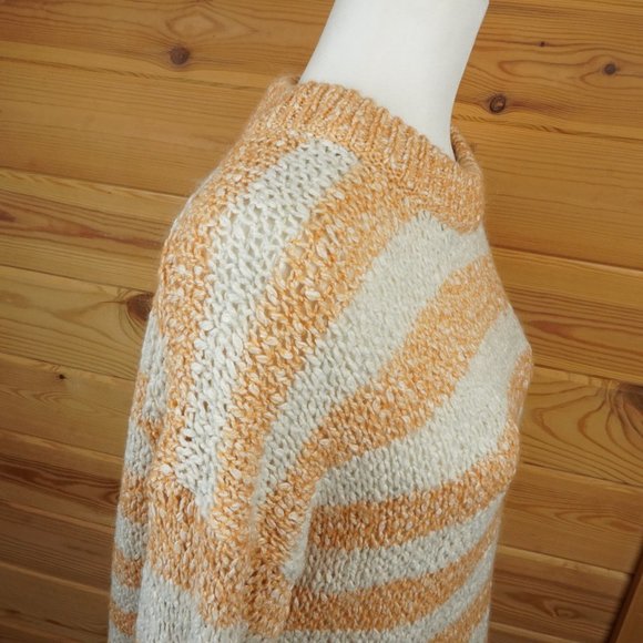 Madewell‎ Orange and Cream Baez Pullover Sweater in Stripe Size Small - Picture 5 of 12